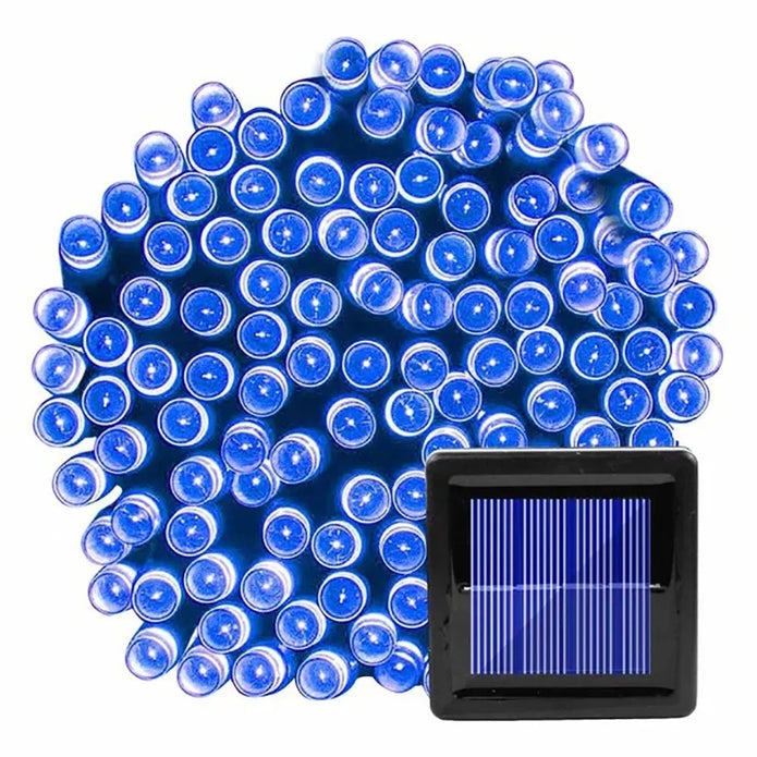 Instalatie Solara Joyful Box, 10 Metri, 100 LED-uri, Albastru, Panou solar, 8 jocuri de lumini