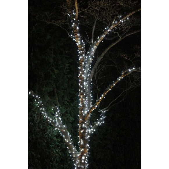 Instalatie Solara Joyful Box, 60 Metri, 600 LED-uri, Alb rece, Panou solar mare, 1200mAh, Telecomanda Wireless