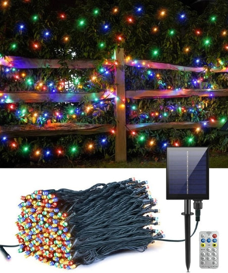 Instalatie Solara Joyful Box, 60 Metri, 600 LED-uri, Multicolor, Panou solar mare, 1200mAh, Telecomanda Wireless