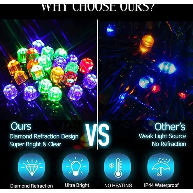 Instalatie LED DIAMANT Joyful Box, 9 Metri, 100 LED-uri, Multicolor, Interconectabila, 8 jocuri de lumini, Interior-Exterior