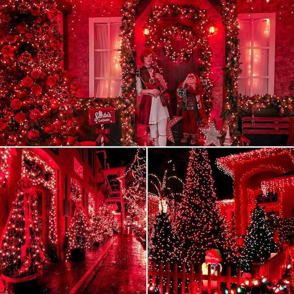 Instalatie Liniara Joyful Box, Rosu, 100 Metri, 500 LED-uri tip diamant si 8 jocuri de lumini, pentru interior si exterior