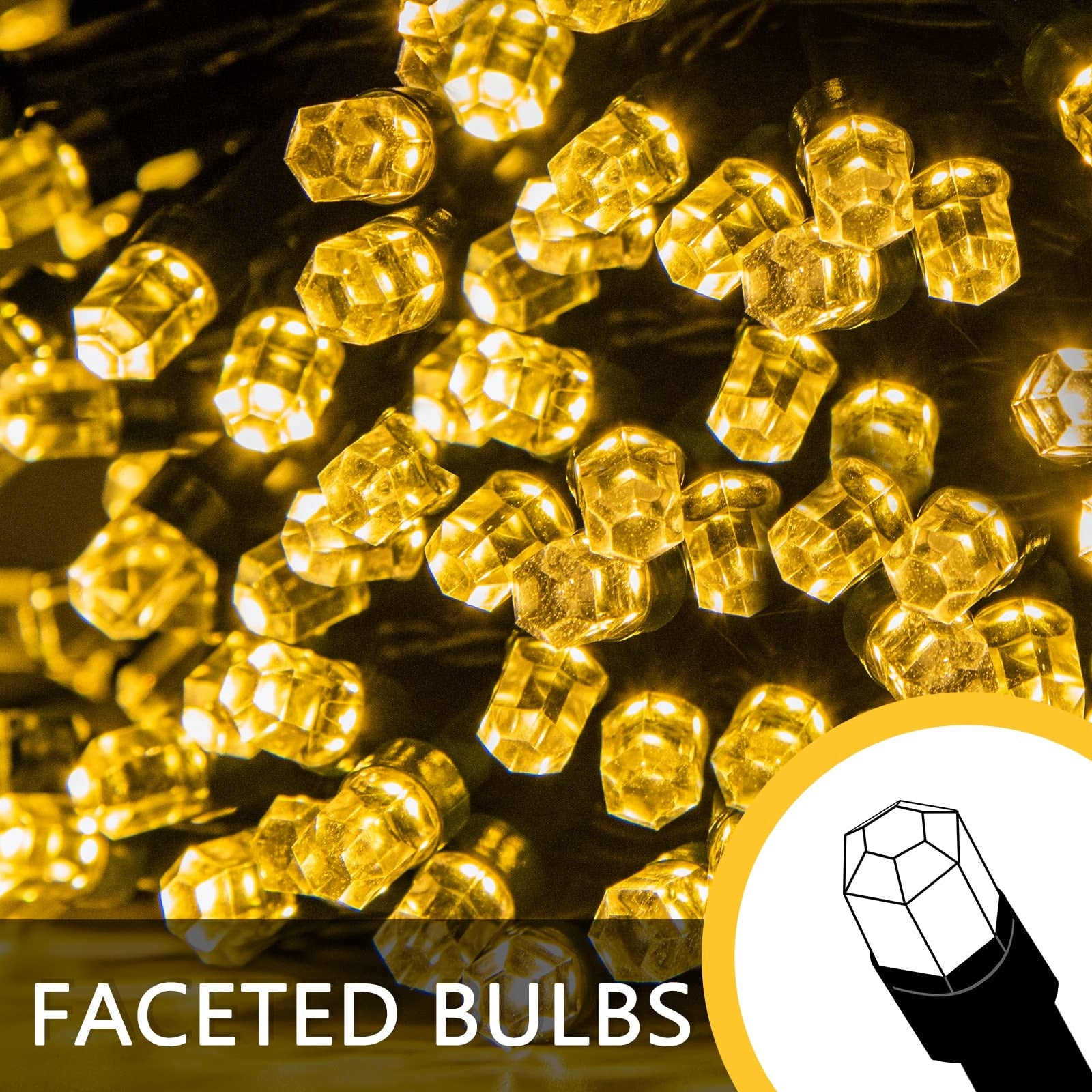 Instalatie LED DIAMANT Joyful Box, 9 Metri, 100 LED-uri, Galben, Interconectabila, 8 jocuri de lumini, Interior-Exterior