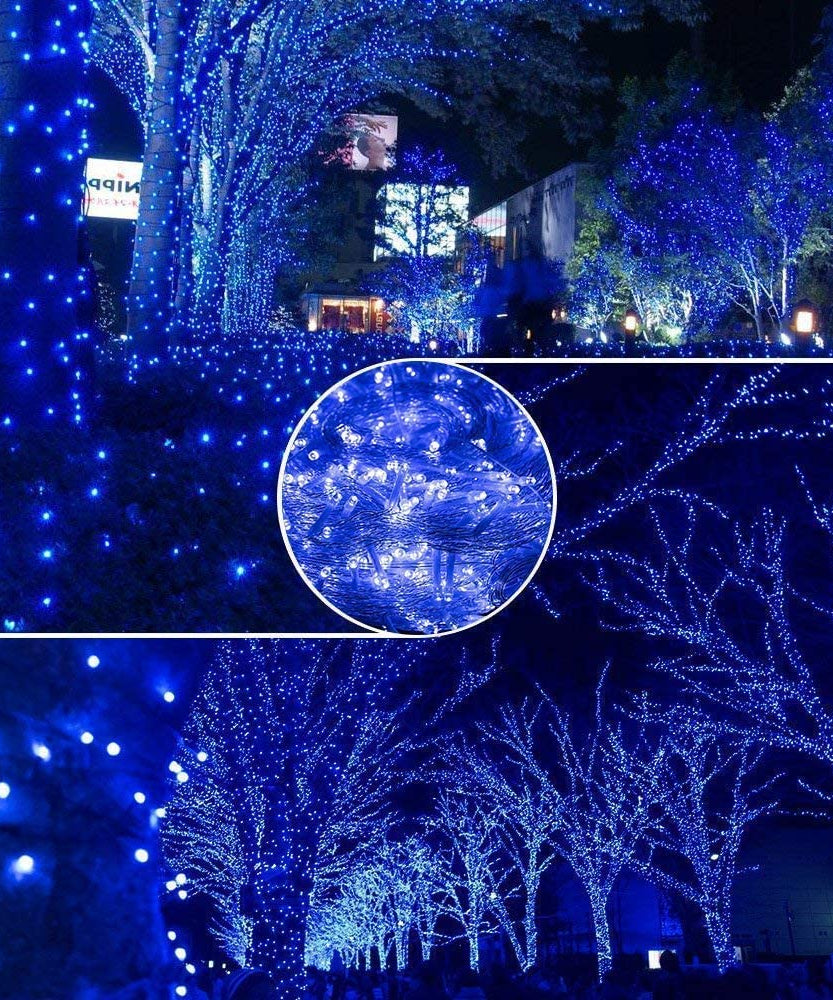 Instalatie Solara Joyful Box, 10 Metri, 100 LED-uri, Albastru, Panou solar, 8 jocuri de lumini