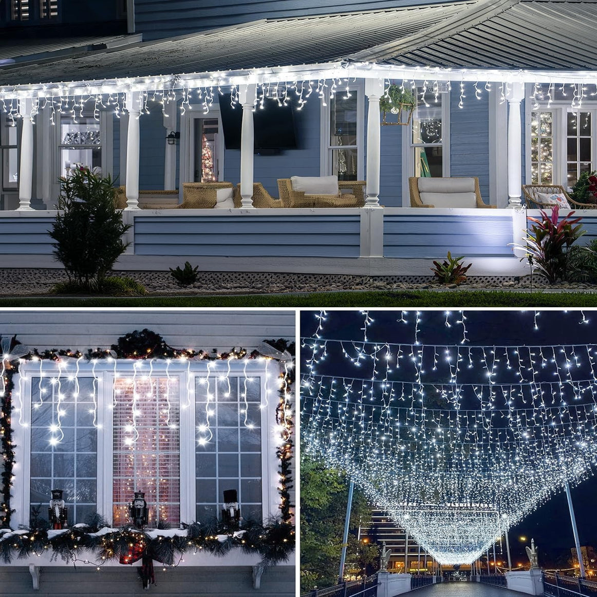 Instalatie Turturi Joyful Box, 30 Metri, 1200 LED-uri, Alb rece, Interconectabila, 8 jocuri de lumini, Interior-Exterior, Waterproof