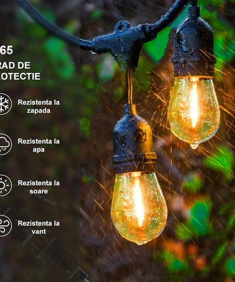 Ghirlanda Luminoasa Decorativa Joyful Box, 20 Metri, 20 Becuri, Becuri LED, Lumina calda, Interconectabila, Alimentare la priza, IP65